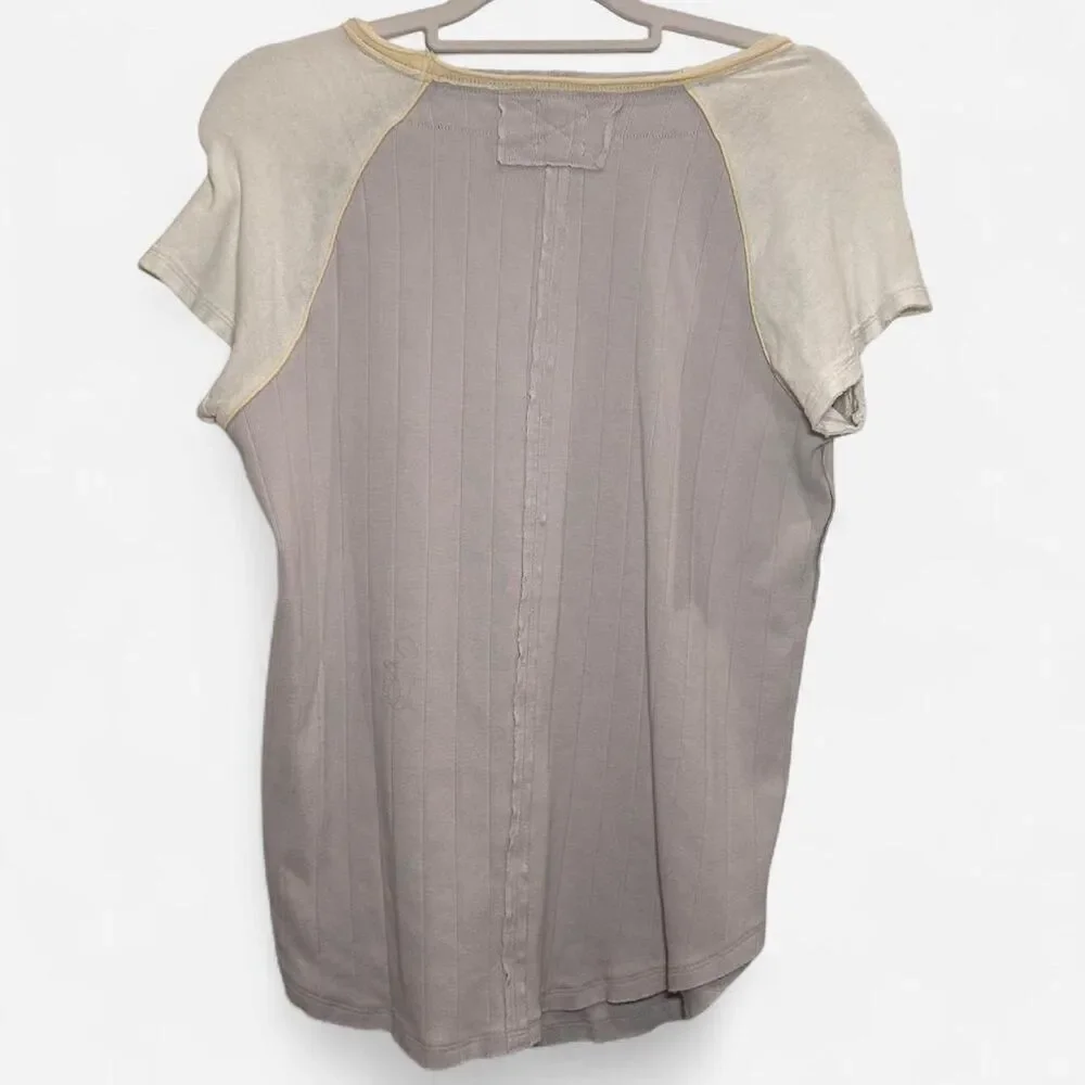 Free People Block It Baby Grey Raglan Tee Vintage Boho medium